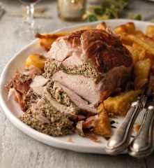 Steamed Turkey Breast with Ricotta, Spinach and Walnut Filling