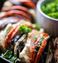 Baked Aubergine, Goat's Cheese and Tomato Ratatouille