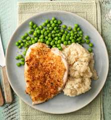 Inside-out Chicken Kievs with Celeriac Mash and Peas