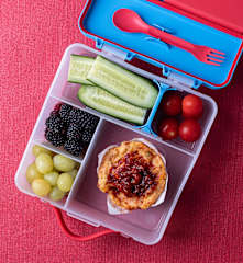 Bacon, cheese and tomato chutney muffin