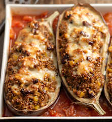 Mexican Quinoa Stuffed Aubergine