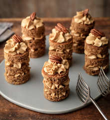 Mini Coffee Pecan Layer Cakes