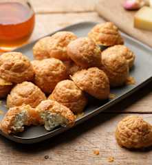 Cheese Puffs with Whipped Honey Cream Cheese